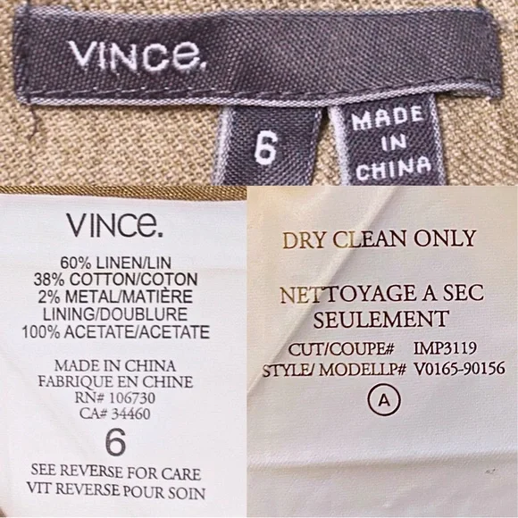 Vince Linen Blend Blazer Women’s Size 6 Beige Tailored Jacket - Picture 7 of 11